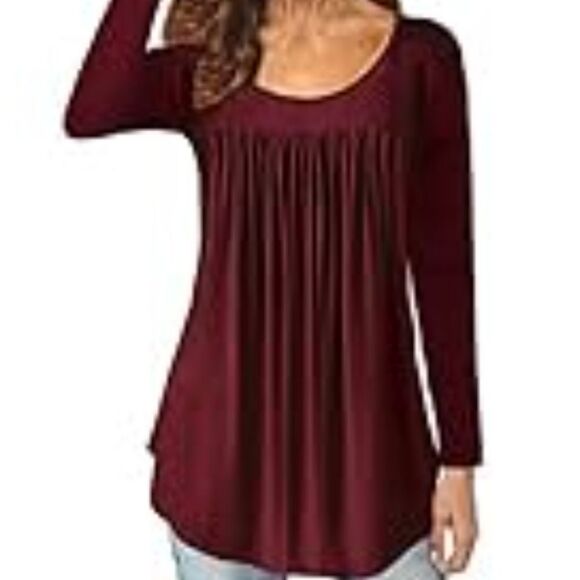Womens Red Flowy Long sleeve Top Lou Keith Large, NWT - Picture 2 of 7